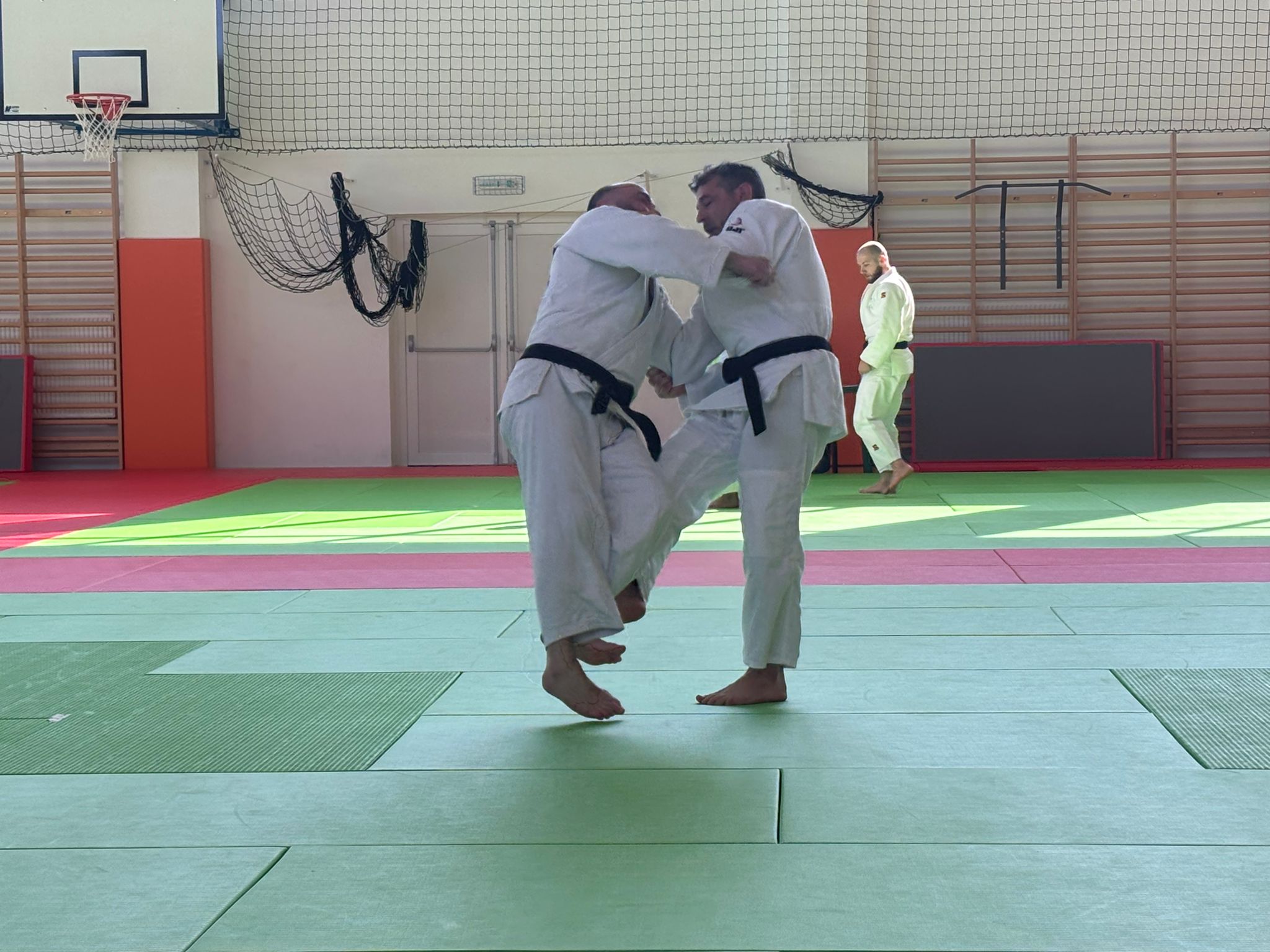 Joe Hughey demonstrating an okuri-ashi-hari foot sweep